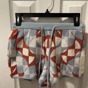 RVCA Women's Geometric Patterned Shorts - Blue and Brown